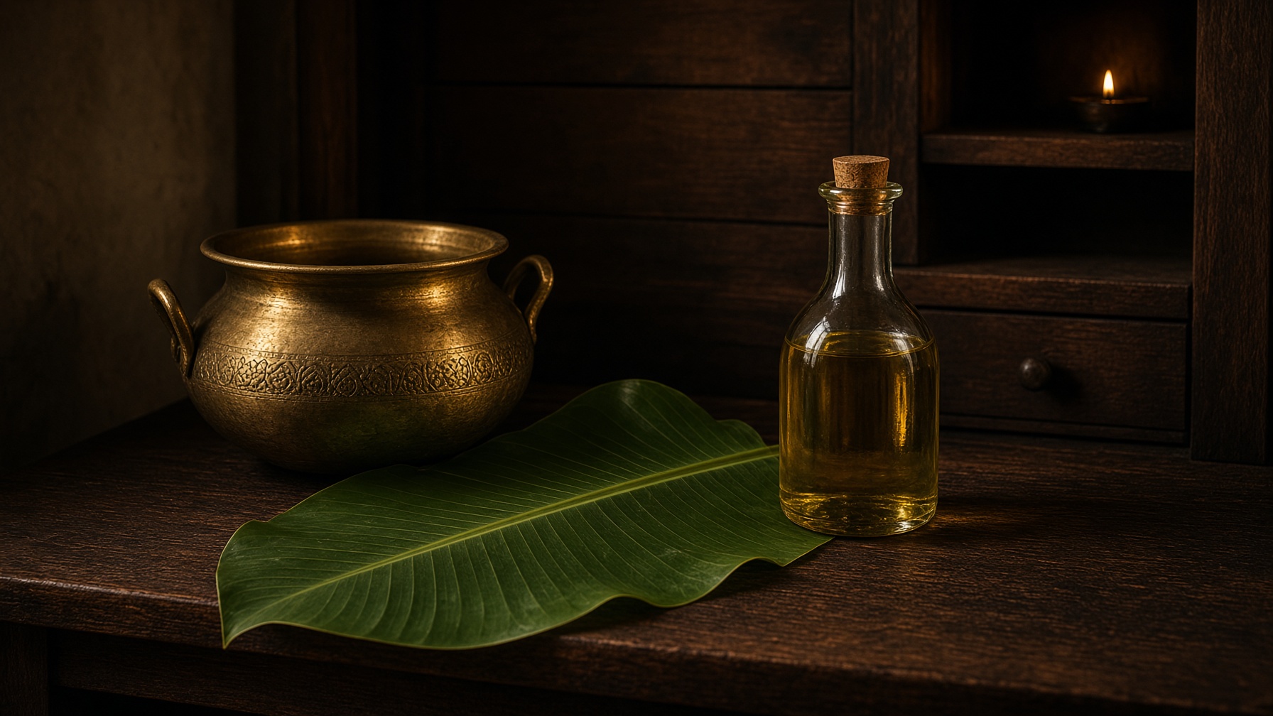 South Indian kitchen with wood pressed Marachekku Oil