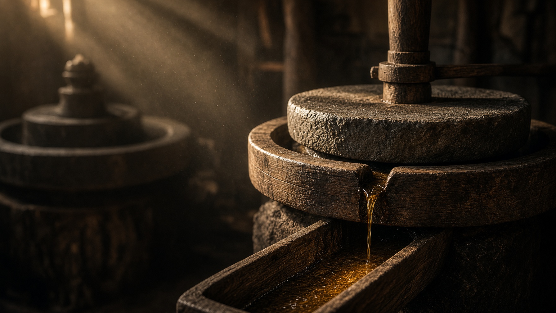 Wooden Marachekku mill in south India grinding oilseeds